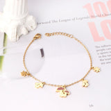 Cute Style Gold Colour Mushroom Flower Pendants Beaded Chains Charm Bracelets - Stainless Steel link Chain - The Jewellery Supermarket