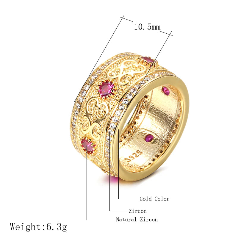 Fashion Luxury Double Row Micro-wax Inlay Filled 14K Rose Gold AAA Zircon Diamonds Rings - Wedding Party Jewellery