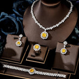 Gorgeous New Trendy Square Yellow High Quality AAA+ CZ 18K Gold/White Gold Plated Jewellery Set For Women - The Jewellery Supermarket