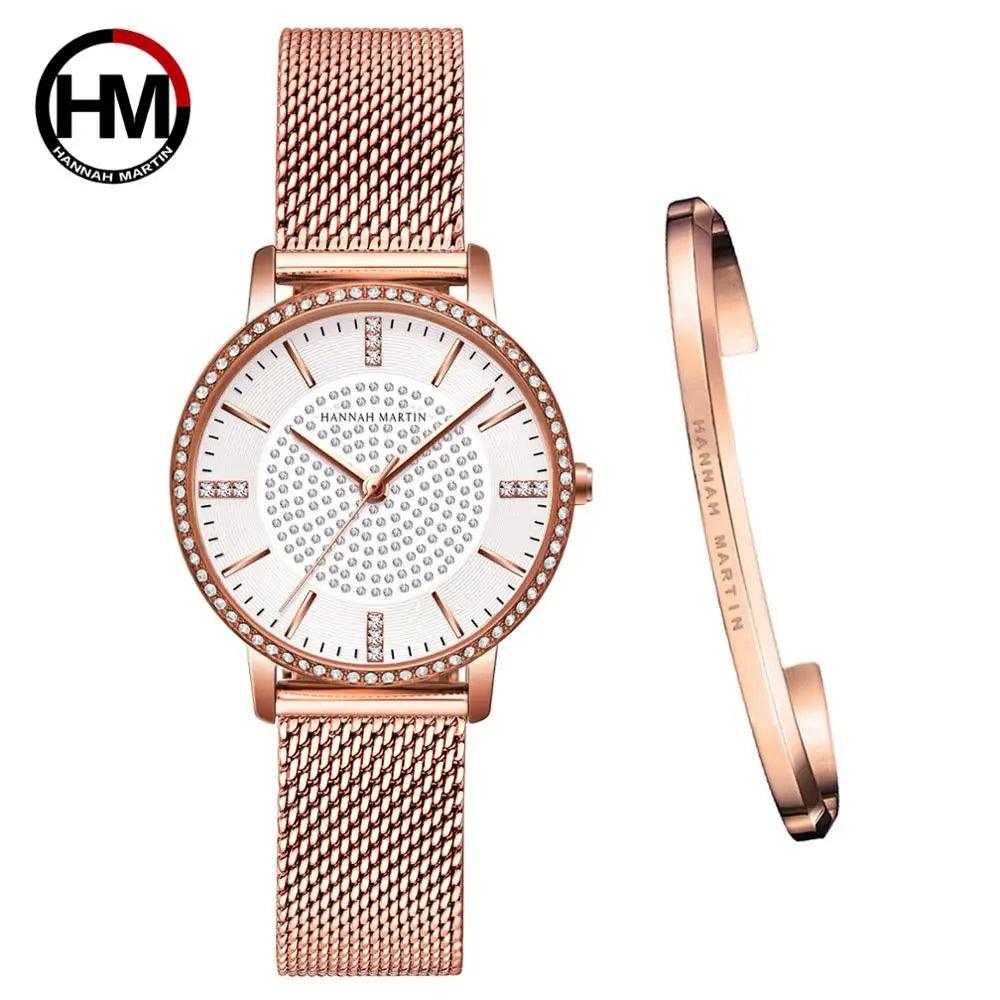 Top Luxury Brand Elegant Diamonds Crystal 1set Bracelet Watch -  Quartz Rhinestones Ladies Fashion Casual Watches