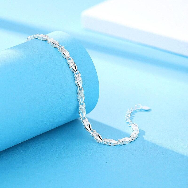Fine Charming 925 Sterling silver Heart Lucky Clover Bracelets For women - Pretty Fashion Jewellery Gifts - The Jewellery Supermarket