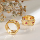 Fashion Luxury Double Row Micro-wax Inlay Filled 14K Rose Gold AAA Zircon Diamonds Rings - Wedding Party Jewellery