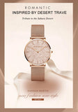 Elegant Sahara Desert Dial Design Top Brand Luxury Quartz Stainless Steel Rose Gold Colour Waterproof Ladies Watches
