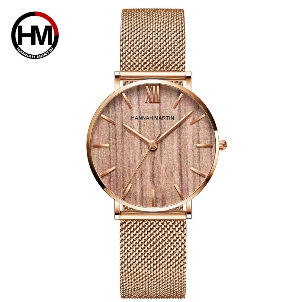 Elegant Flash Stars Design Ladies Watch, Stainless Steel Rose Gold Colour Mesh Casual Quartz Waterproof Wristwatches