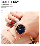 New Arrival Elegant Fashion Lady's Watch Luxury Rhinestone Starry Sky Dial Waterproof Stainless Steel Strap Watches