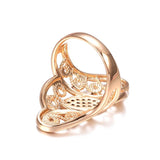 Fine Hollow Crystal Flower White AAA Zircon Diamonds 14K Filled Rose Gold Big Ring - Ethnic Vintage Jewelry