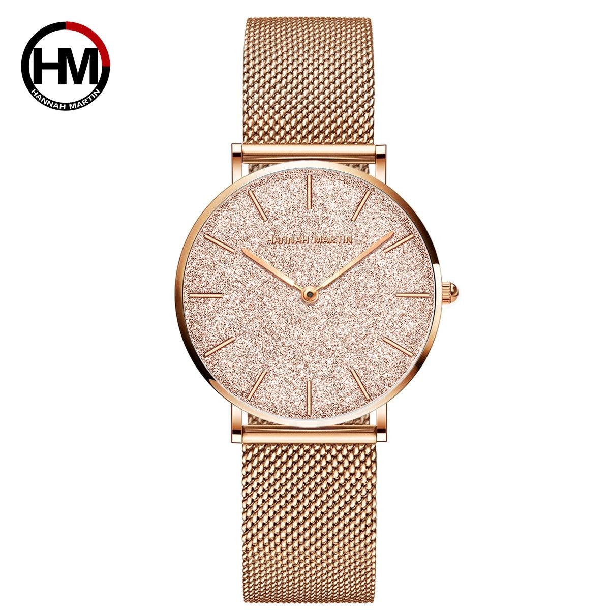Elegant Sahara Desert Dial Design Top Brand Luxury Quartz Stainless Steel Rose Gold Colour Waterproof Ladies Watches