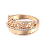 Luxury 14K Rolled Rose Gold Weaving Patterned Queen Crown AAA Zircon Diamonds Ring - Vintage Style Jewellery