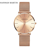 Elegant Simple Design Classic Women Rose Gold Colour Stainless Steel Mesh Casual Waterproof Ladies Quartz Watches