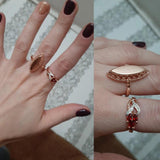 Latest Fashion Weaving Filled 14K Rose Gold Rhombus Glossy Rings - Ethnic Style Bride Wedding Jewellery