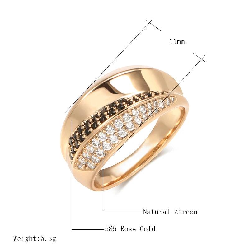 Luxury Geometric Cross 14K Filled Rose Gold AAA Black White Zircon Diamond Rings for Women - Fine Daily Jewellery