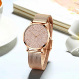 Elegant Sahara Desert Dial Design Top Brand Luxury Quartz Stainless Steel Rose Gold Colour Waterproof Ladies Watches