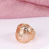 Lovely New Hollow Flower Filled 14K Rose Gold Round Micro-wax Inlay AAA Zircon Diamonds Rings - Party Fine Jewelry