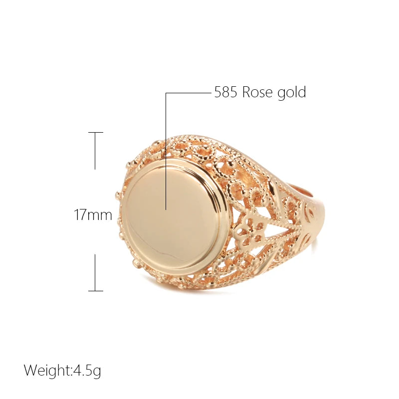 New Design Hollow Flower Rolled Rose Gold of 14-Karat Purity Round Glossy Ring - Ethnic Fine Jewellery