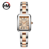 Elegant Female Rose Gold Tone Square Dial Ladies Watches - Fashion Stainless Steel Waterproof Quartz Wristwatches