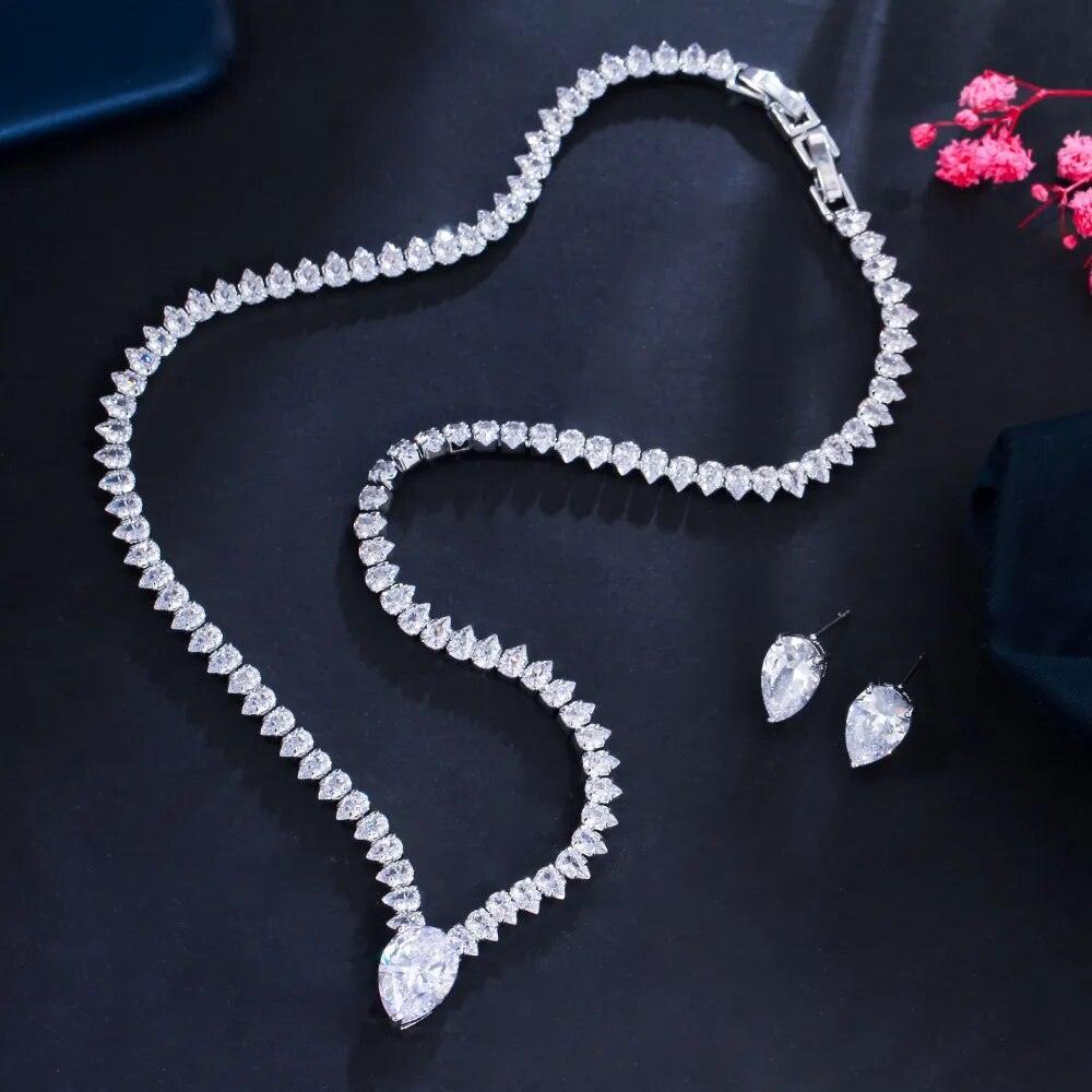 New Shiny AAA+ Cubic Zirconia Diamonds Evening Party Dress Jewellery Set - Trendy Bridal Wedding Collection - The Jewellery Supermarket