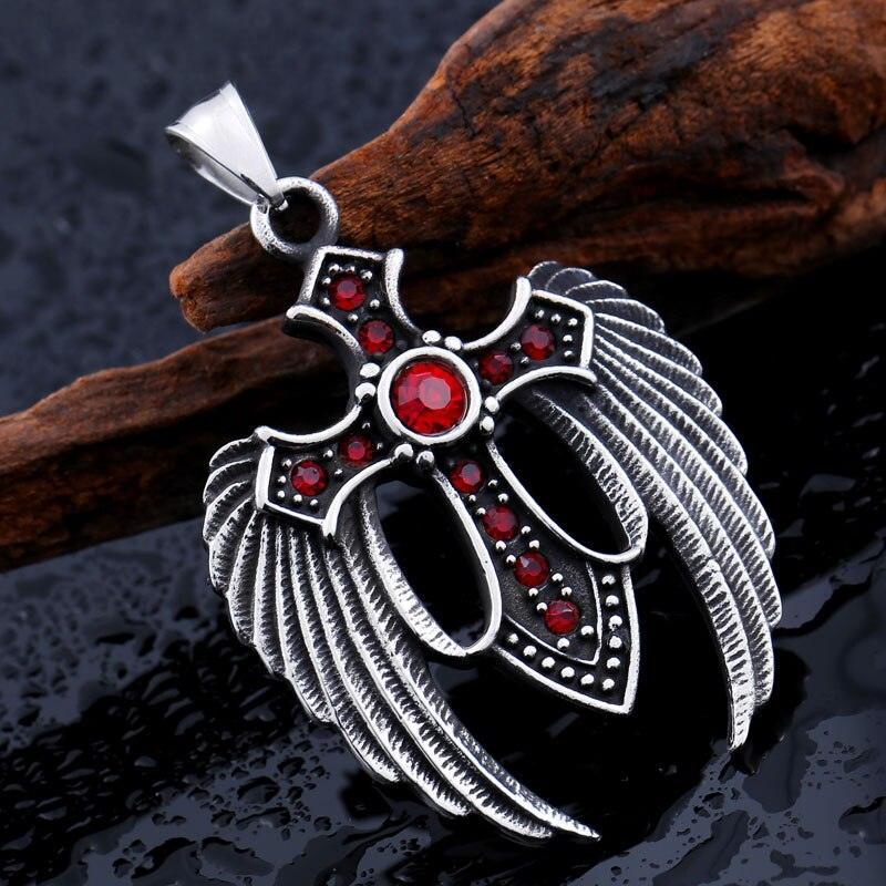New Arrival 316L Stainless Steel Wing Cross Christian Pendant Necklace - High Quality Religious Fashion Jewellery - The Jewellery Supermarket