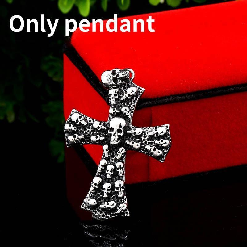 New Arrival 316L Titanium steel Cross Necklace Pendant Punk Biker Skull Mens Retro Necklace Pendant - The Jewellery Supermarket
