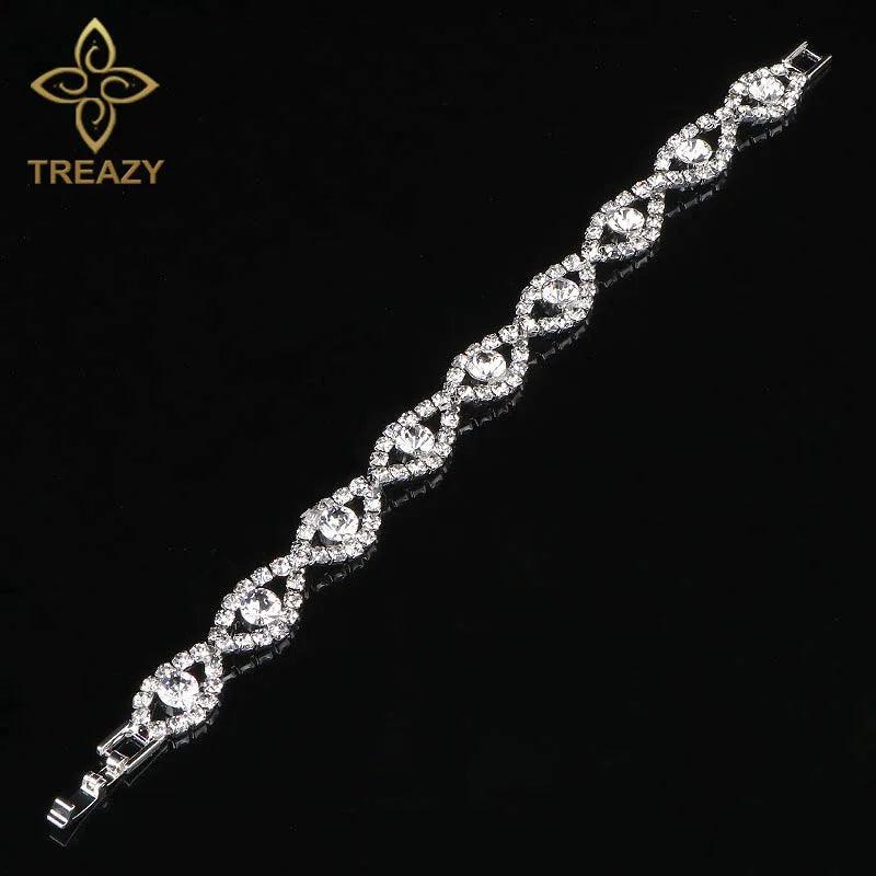 New Luxury Rhinestone Crystal Bracelets & Bangles for Women - Silver Plated Bridal Bracelets Fashion Jewellery