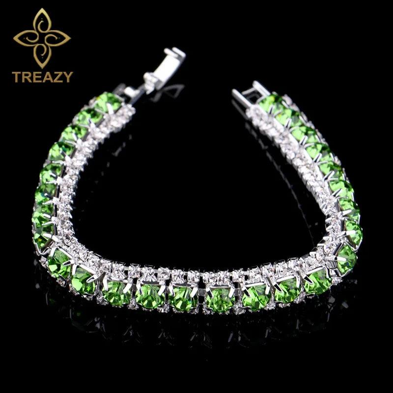 New Luxury Rhinestone Crystal Bracelets & Bangles for Women - Silver Plated Bridal Bracelets Fashion Jewellery