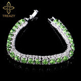 New Luxury Rhinestone Crystal Bracelets & Bangles for Women - Silver Plated Bridal Bracelets Fashion Jewellery