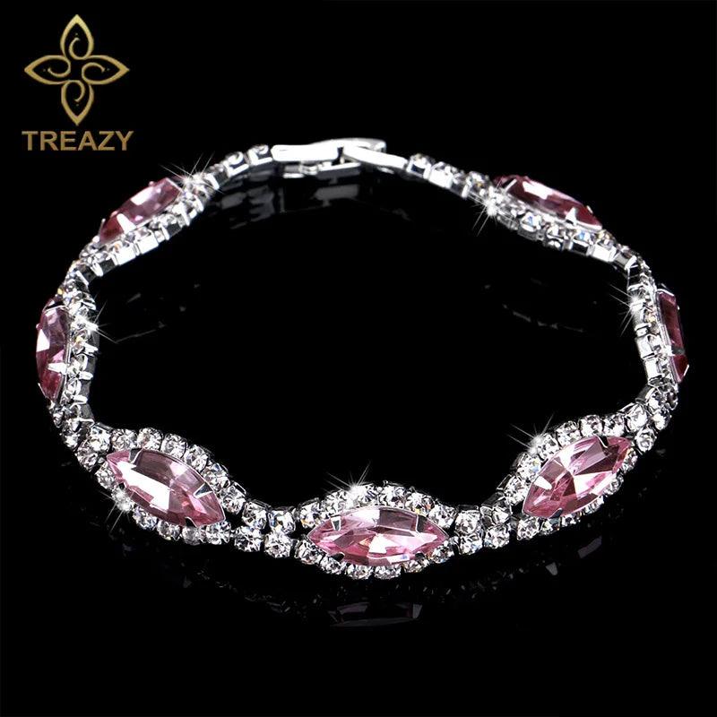 New Luxury Rhinestone Crystal Bracelets & Bangles for Women - Silver Plated Bridal Bracelets Fashion Jewellery