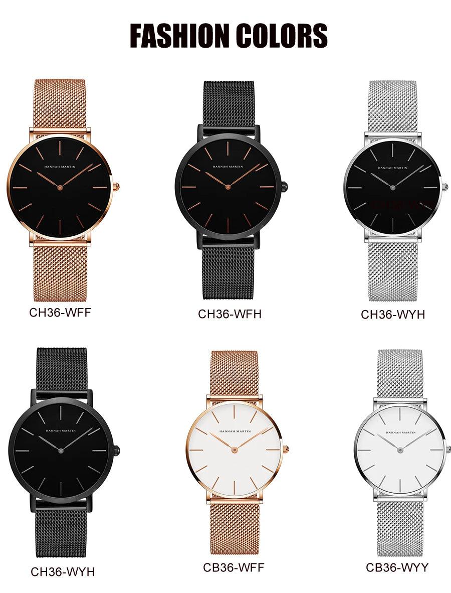 High Quality Elegant Rose Gold Colour Ladies Watches Stainless Steel Mesh Band Quartz Movement Waterproof Watches