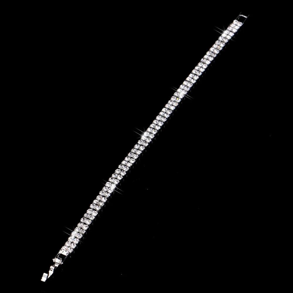 Luxury Crystal Silver Plated Rhinestone Charm Bracelets & Bangles For Women Fashion Jewellery Gifts