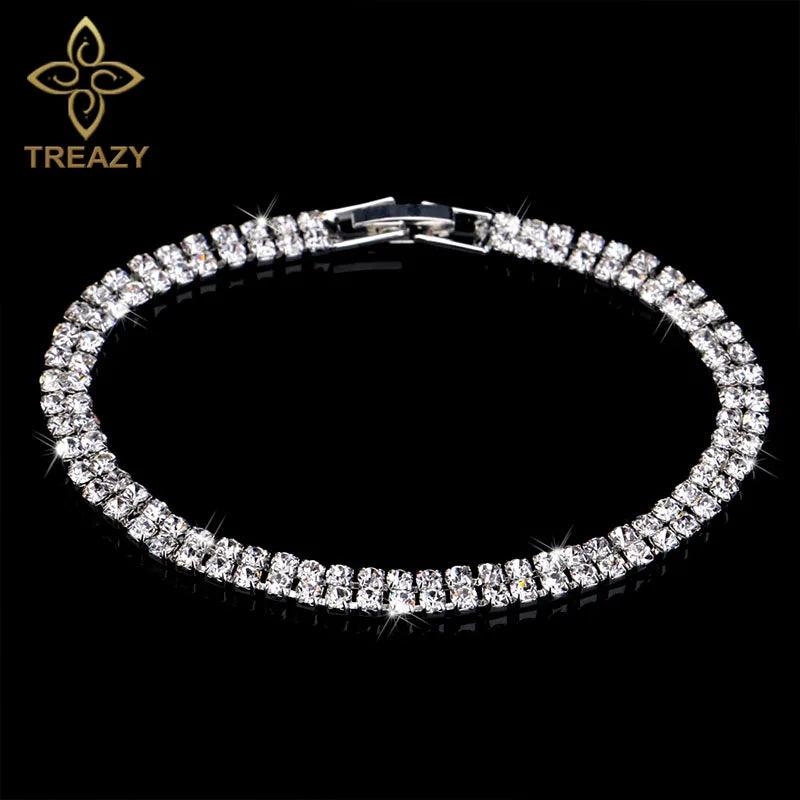 New Luxury Rhinestone Crystal Bracelets & Bangles for Women - Silver Plated Bridal Bracelets Fashion Jewellery