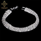 New Luxury Rhinestone Crystal Bracelets & Bangles for Women - Silver Plated Bridal Bracelets Fashion Jewellery