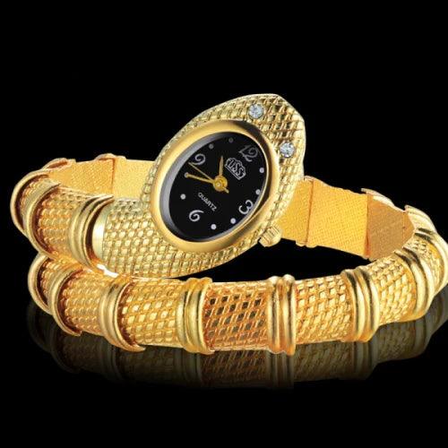 Luxury Top Design Gold Colour Snake Design Fashion Ladies Watches - Zircon Diamonds Bling Jewellery