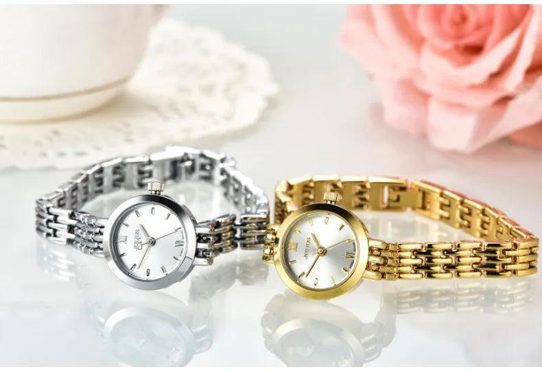 New 20mm Mini Gold Quartz Women's Watch - Fashion Lady Small Bracelet Chain Simple Ladies Watch - The Jewellery Supermarket