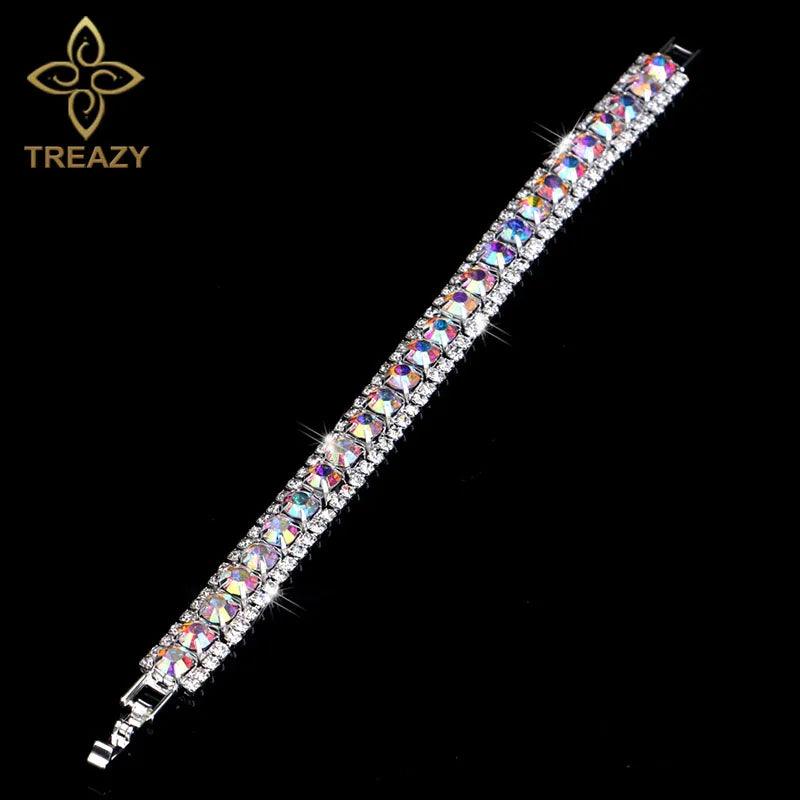 New Luxury Rhinestone Crystal Bracelets & Bangles for Women - Silver Plated Bridal Bracelets Fashion Jewellery