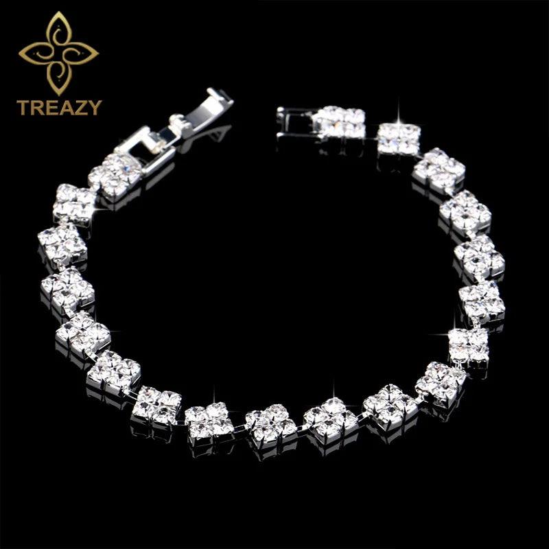 New Luxury Rhinestone Crystal Bracelets & Bangles for Women - Silver Plated Bridal Bracelets Fashion Jewellery