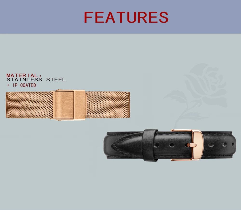 High Quality Elegant Rose Gold Colour Ladies Watches Stainless Steel Mesh Band Quartz Movement Waterproof Watches