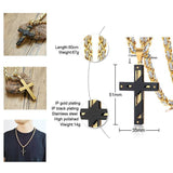 Amazing Cross Necklace For Men - Byzantine Gold Colour Stainless Steel Chain Catholic Crucifix Pendant - The Jewellery Supermarket