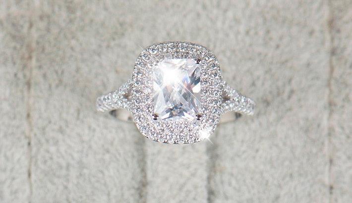 Top quality Brand AAAA Simulated Diamonds Sterling Silver Ring - Engagement Wedding Fine Jewellery Ring - The Jewellery Supermarket