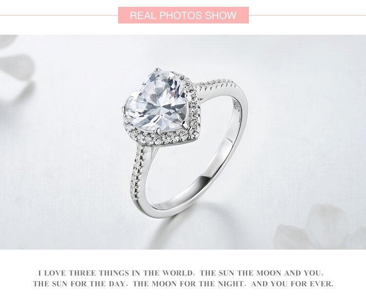 Heart Shape Silver Jewelry Ring AAAA Level Simulated Diamonds Wedding Engagement Rings - Fine Jewellery - The Jewellery Supermarket