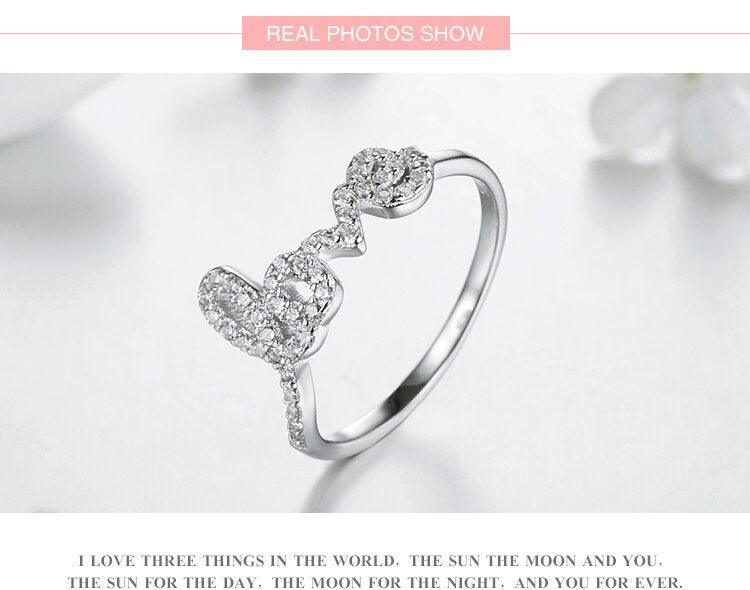 New 925 Sterling Silver Forever Love Rings AAAA Simulated Diamonds Ring For Women - Anniversary Jewellery - The Jewellery Supermarket