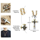 Amazing Cross Necklace For Men - Byzantine Gold Colour Stainless Steel Chain Catholic Crucifix Pendant - The Jewellery Supermarket