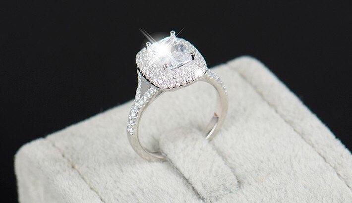 Top quality Brand AAAA Simulated Diamonds Sterling Silver Ring - Engagement Wedding Fine Jewellery Ring - The Jewellery Supermarket