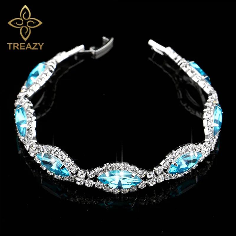 New Luxury Rhinestone Crystal Bracelets & Bangles for Women - Silver Plated Bridal Bracelets Fashion Jewellery