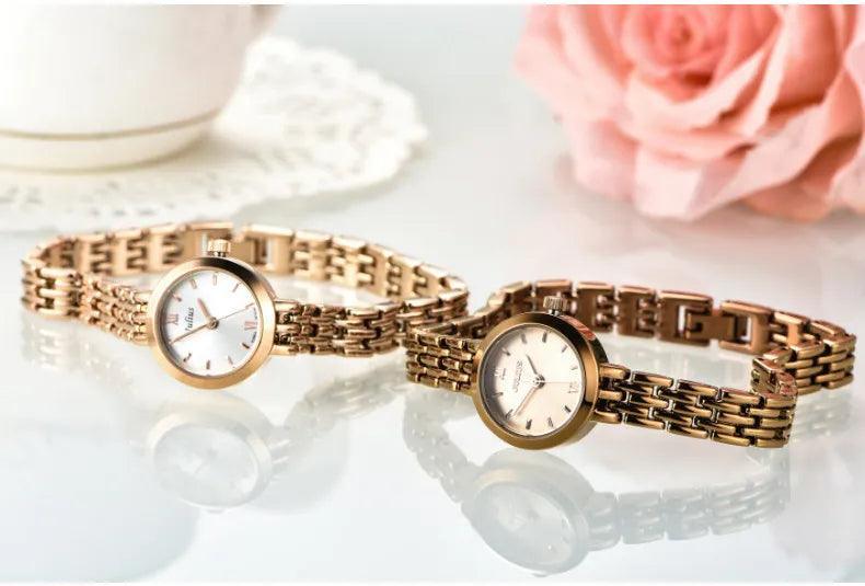 New 20mm Mini Gold Quartz Women's Watch - Fashion Lady Small Bracelet Chain Simple Ladies Watch - The Jewellery Supermarket