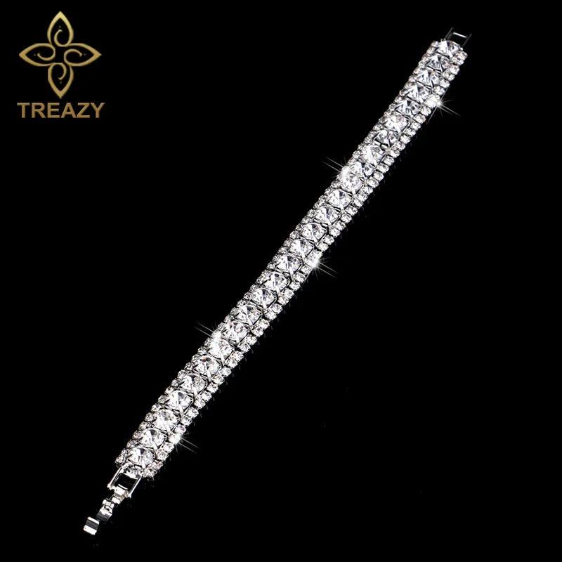 New Luxury Rhinestone Crystal Bracelets & Bangles for Women - Silver Plated Bridal Bracelets Fashion Jewellery