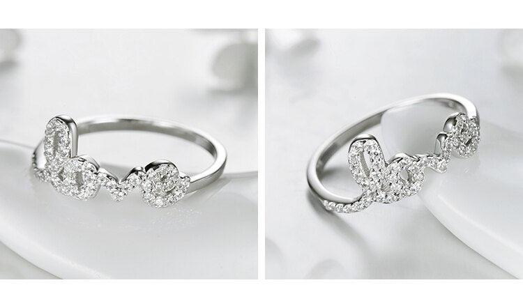 New 925 Sterling Silver Forever Love Rings AAAA Simulated Diamonds Ring For Women - Anniversary Jewellery - The Jewellery Supermarket