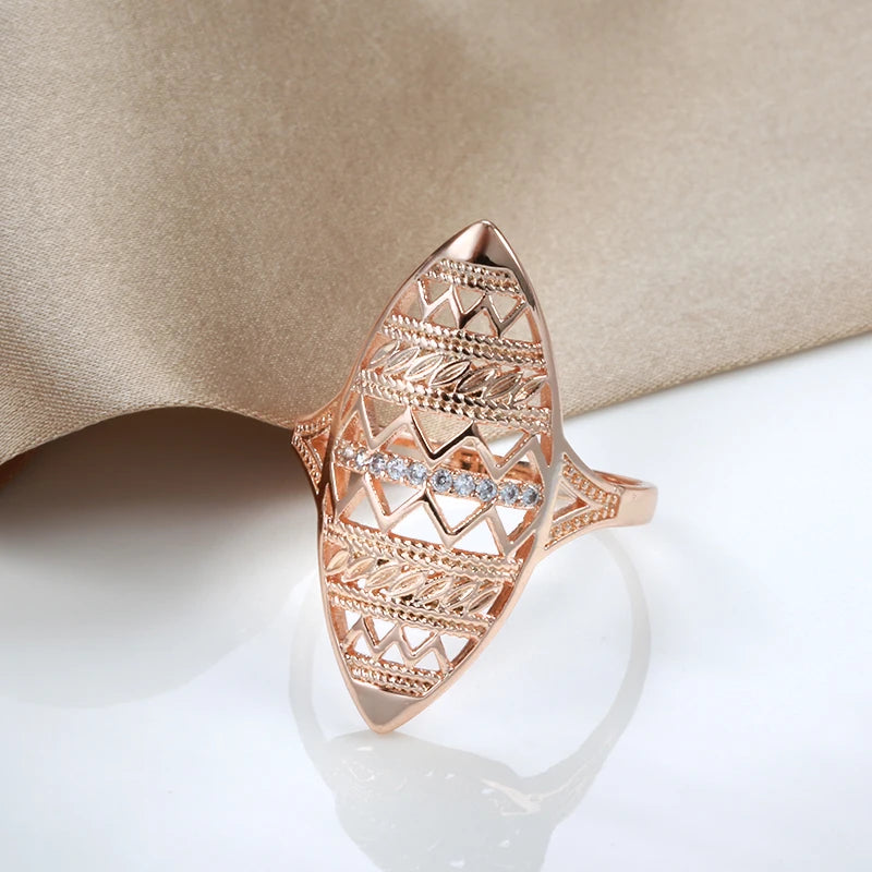 Trendy New Luxury Rolled 14K Rose Gold AAA Zircon Diamonds Ethnic Jewellery Ring - Fine Jewellery