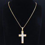 Catholic Cross Stainless Steel Jesus Christ Amulet Necklace - Gold Colour Chain Christian Necklaces Jewellery - The Jewellery Supermarket