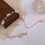 Fashion Sweet Daisy Flower Charm Bracelet - Minimalist Flowers Pearl Women Party Banquet Statement Jewellery - The Jewellery Supermarket