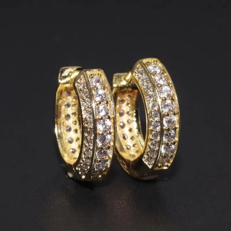 New Iced Out Hoop Earrings Cubic Zirconia Huggie Cartilage Cuff Hypoallergenic Luxury Fashion Round Earrings - The Jewellery Supermarket
