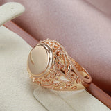 New Design Hollow Flower Rolled Rose Gold of 14-Karat Purity Round Glossy Ring - Ethnic Fine Jewellery